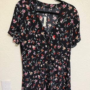 Madewell V-Neck Button-Front Drifting Flowers Dress